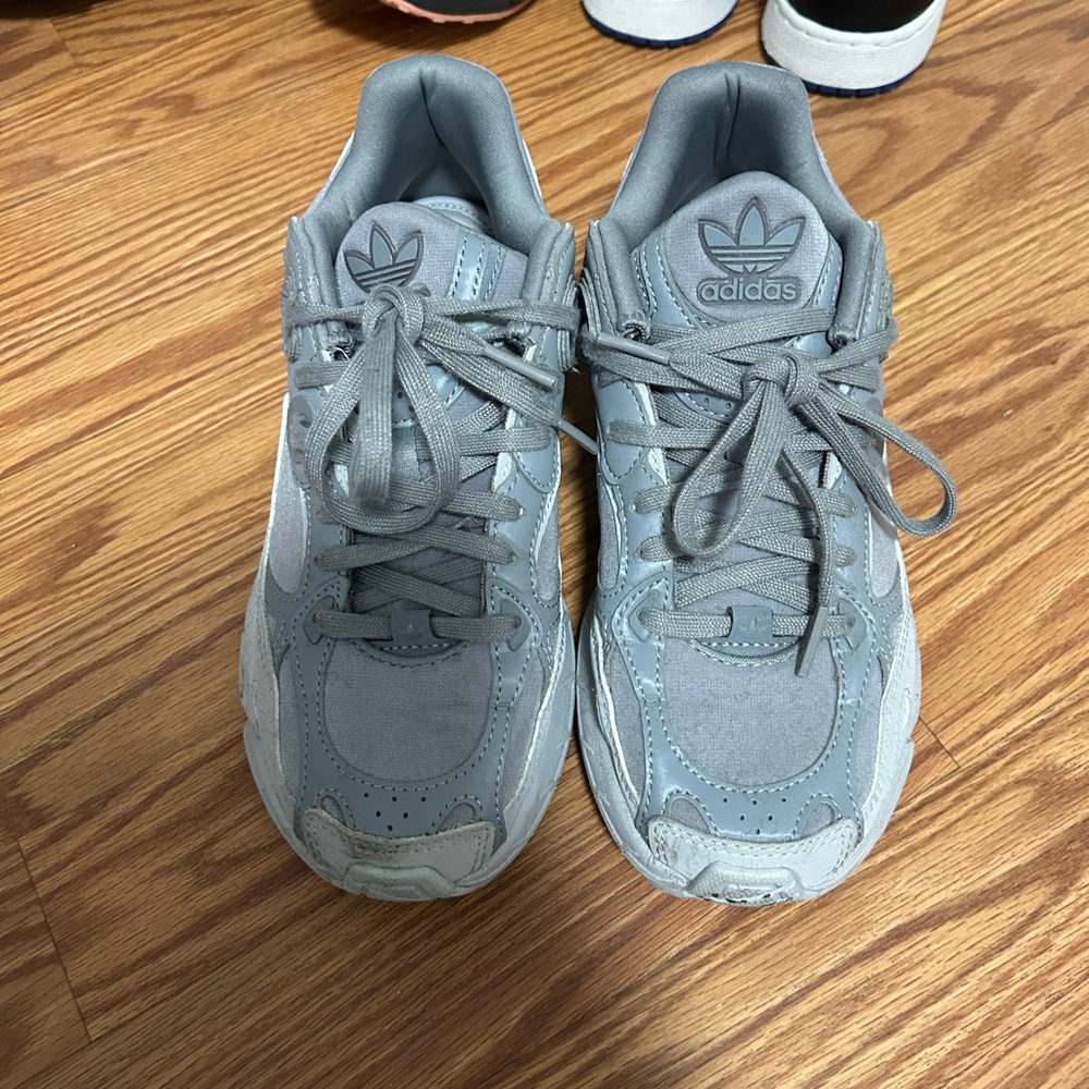 adidas Gray Suede Low-Top Sneakers with Trefoil